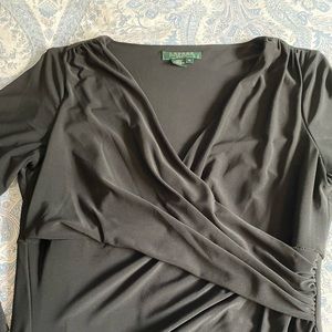 Brand new never worn Ralph Lauren black three quarter sleeve wrap style dress